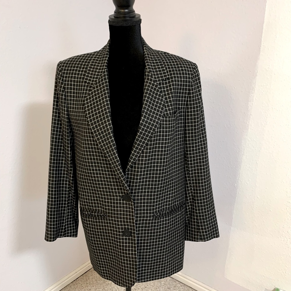80’s Vintage Black Windowpane 3-pc Suit, Beautiful Pieces!!!